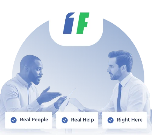 In-person loan assistance from 1F Cash Advance representative