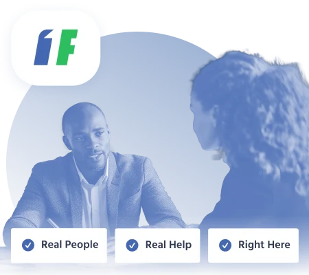 In-person loan assistance from 1F Cash Advance representative