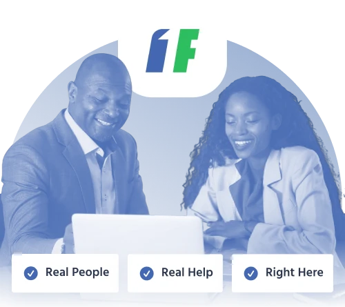 In-person loan assistance from 1F Cash Advance representative