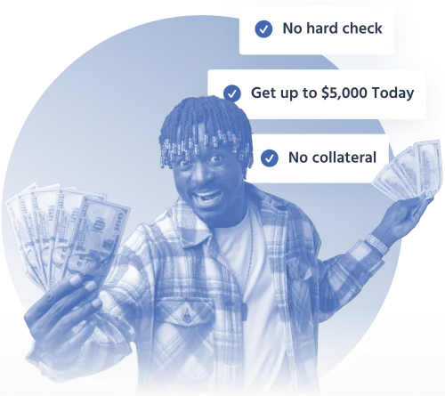 Happy man approved for a no credit check loan up to $5,000