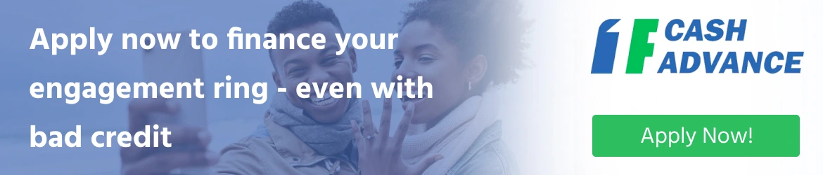 Happy couple celebrating engagement, supported by bad credit loan from 1F Cash Advance