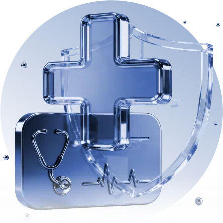 Blue 3D medical cross and stethoscope, highlighting how personal loans from 1F Cash Advance can cover medical expenses